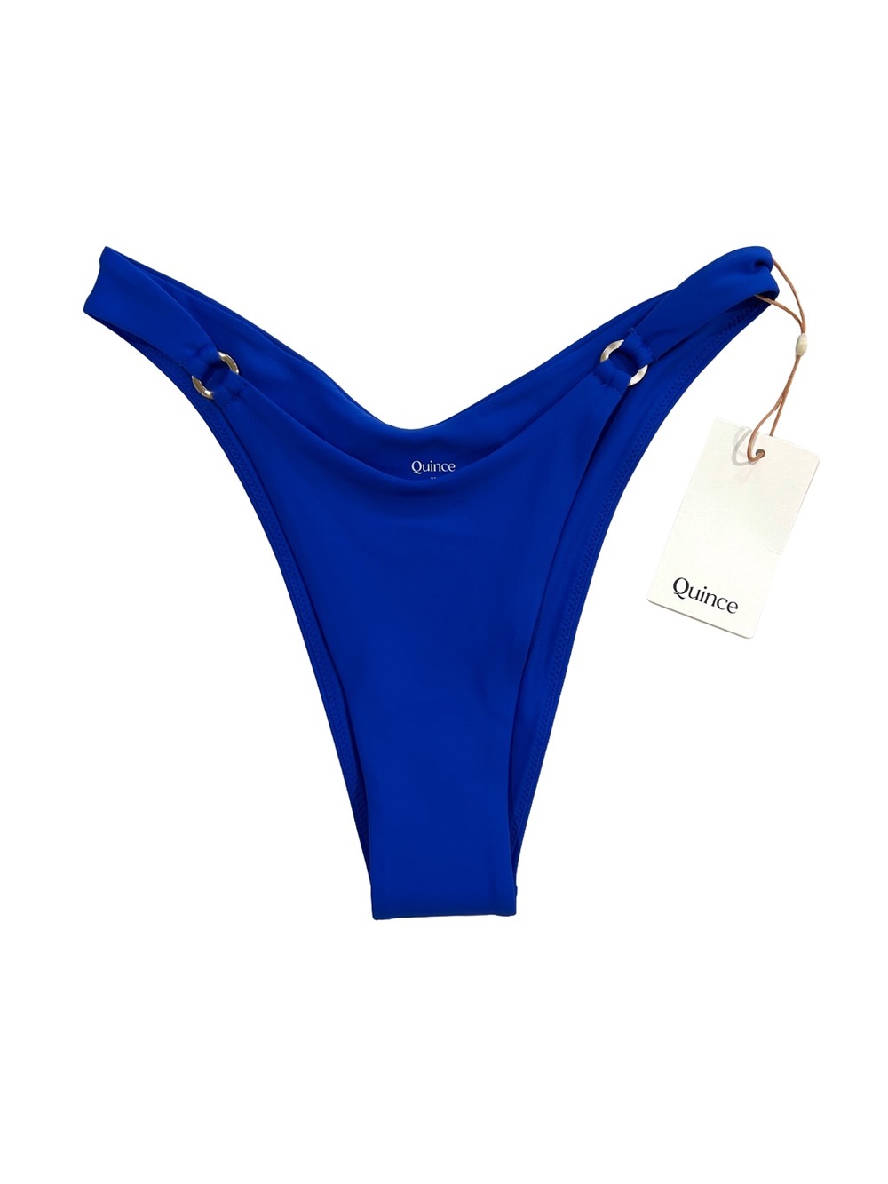 Quince Italian high leg ring bikini bottom XS electric blue swim beach NWT